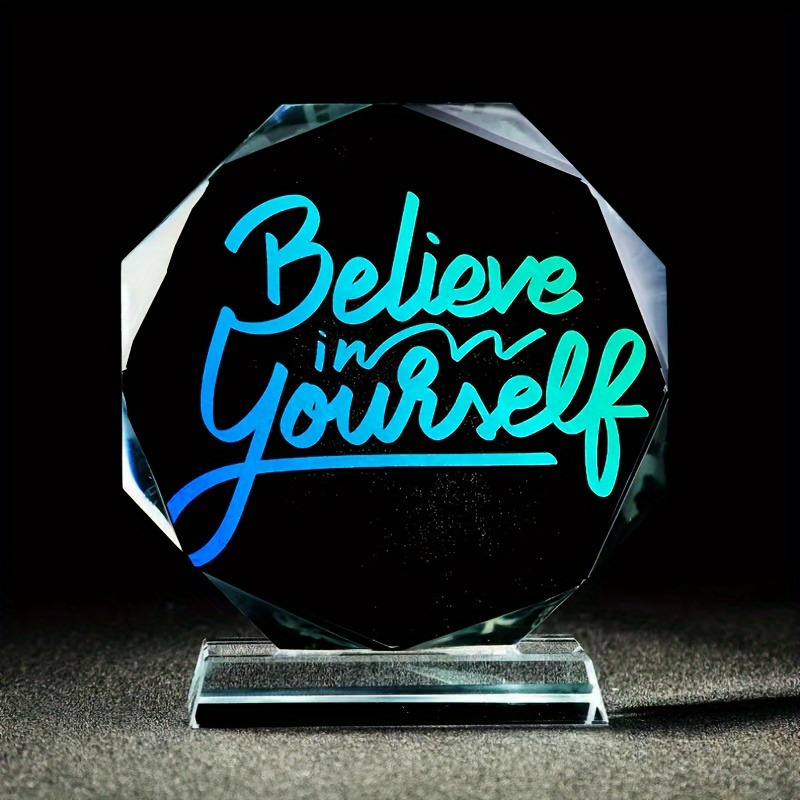 Customized personalized crystal octagonal shaped circular card photo frame album ornament glass acrylic reward trophy medal